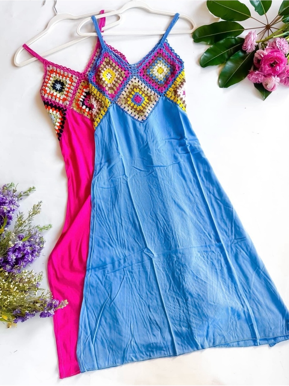 Very J Hot Pink Crochet-Trim Slip Dresses ONLY Pink Ava size M/L NWT so cute!